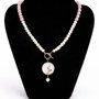 Colier "Quartz Sakura" cu pandantiv din argint si fragment de portelan