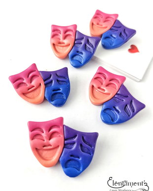 La comanda - Broșă măști de teatru multicolore