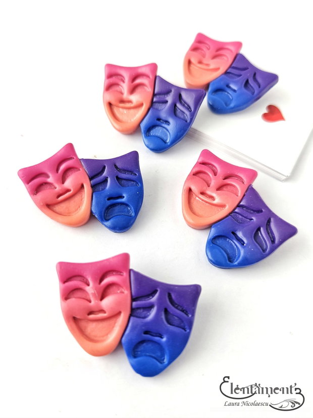 La comanda - Broșă măști de teatru multicolore
