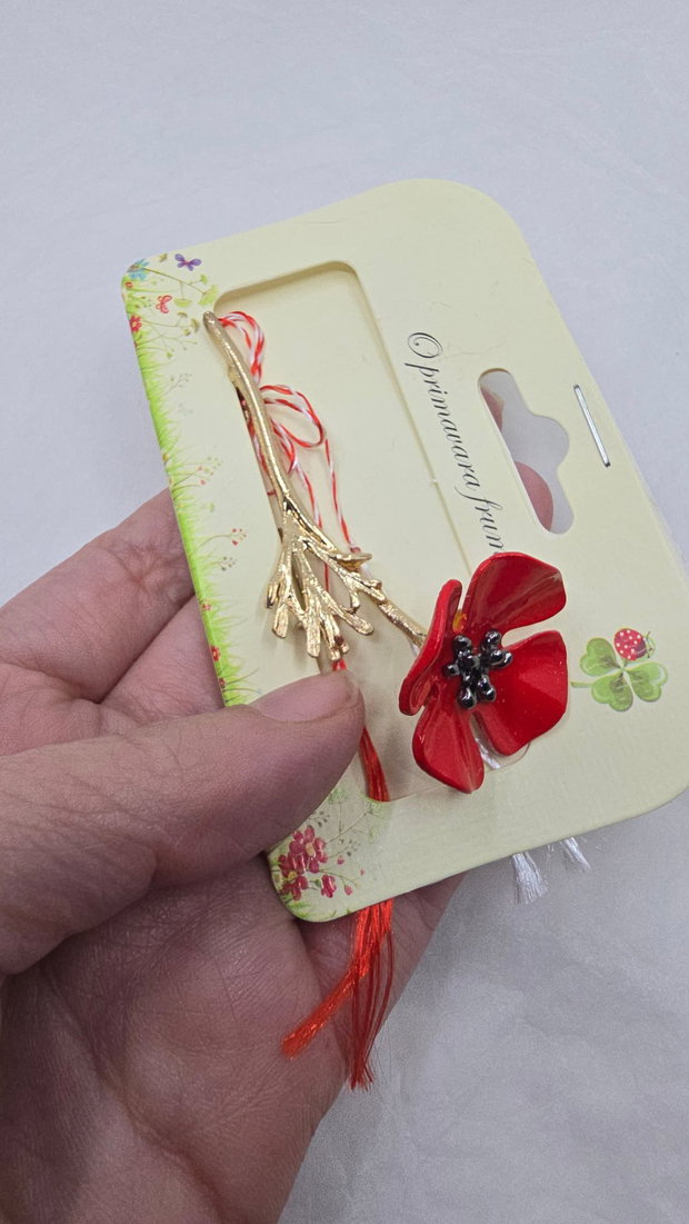 Martisor brosa POPPY emailata