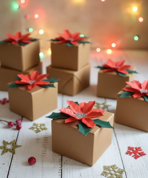 Cutii craft cu Floarea Crăciunului