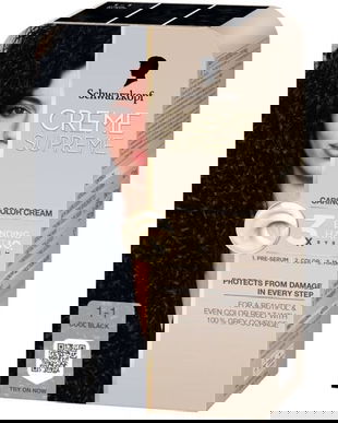 Vopsea Permanenta - Crema Coloranta de Ingrijire - Schwarzkopf Creme Supreme 3x Bonding HaptIQ System, nuanta 1-1 Negru Rece, 1 pachet