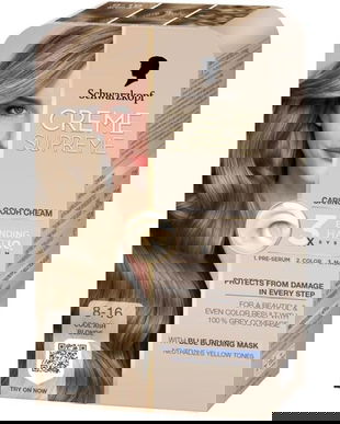 Vopsea Permanenta - Crema Coloranta de Ingrijire - Schwarzkopf Creme Supreme 3x Bonding HaptIQ System, nuanta 8-16 Blond Cenusiu Rece, 1 pachet