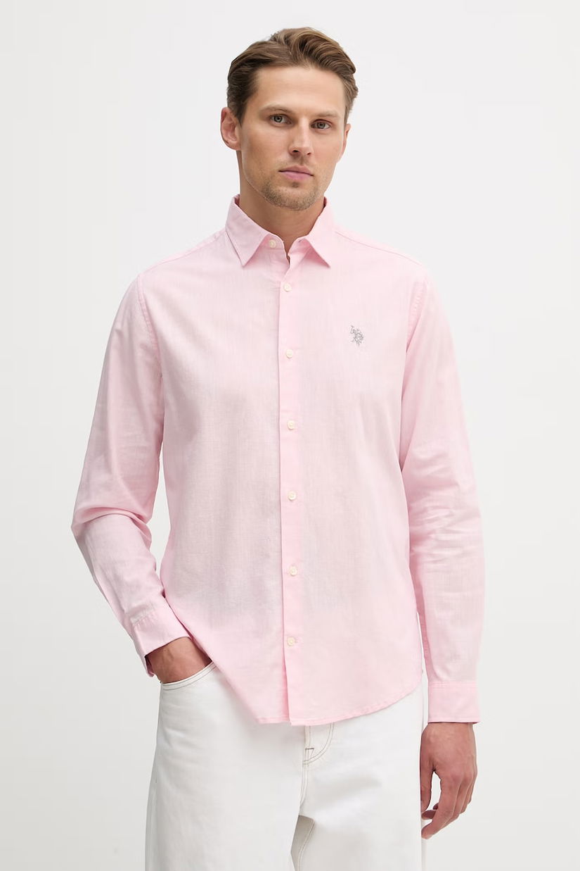 U.S. Polo Assn. cămașă cu in LINEN BLEND LS