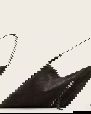 AllSaints geantă de mână din piele întoarsă ALBA