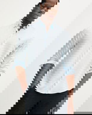 U.S. Polo Assn. cămașă cu in LINEN BLEND LS