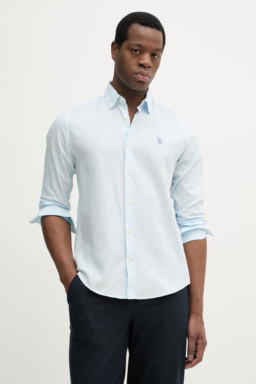 U.S. Polo Assn. cămașă cu in LINEN BLEND LS
