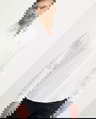 U.S. Polo Assn. cămașă cu in LINEN BLEND LS