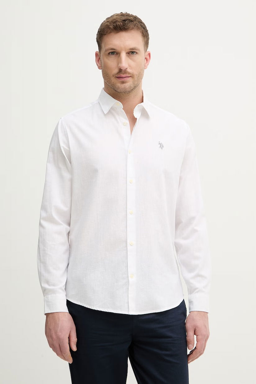 U.S. Polo Assn. cămașă cu in LINEN BLEND LS