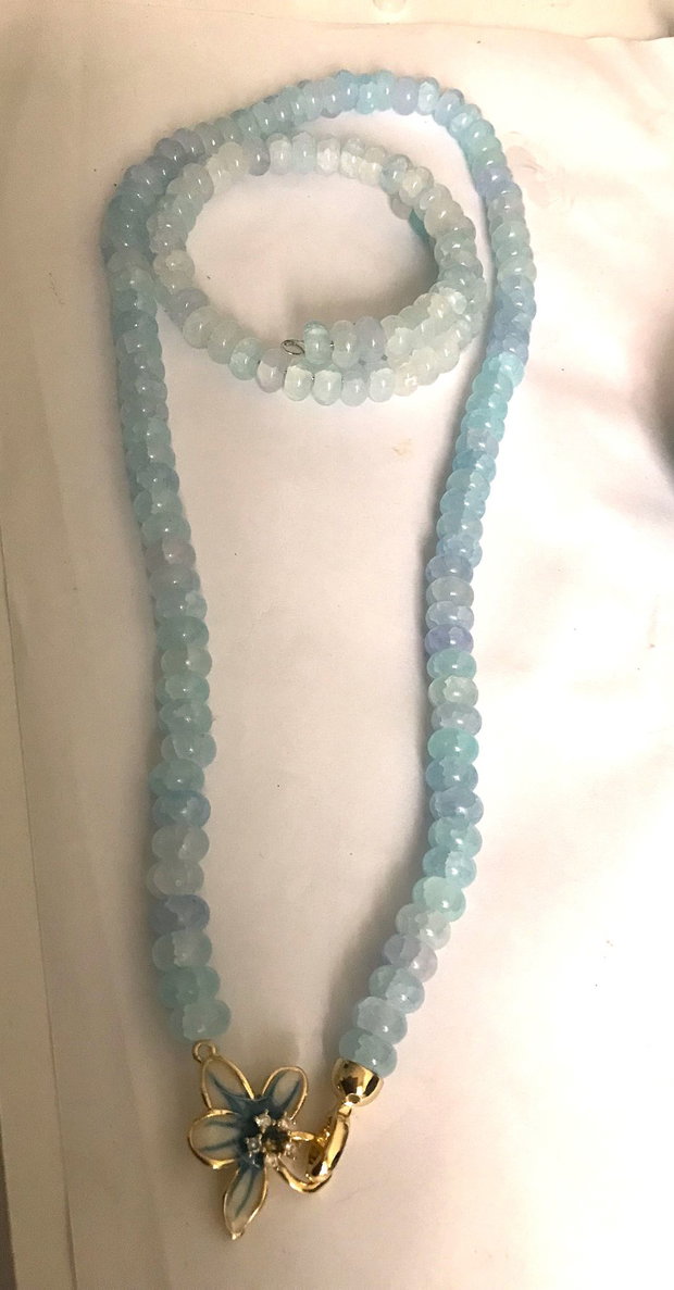 Colier si bratara din rondele agat bleu