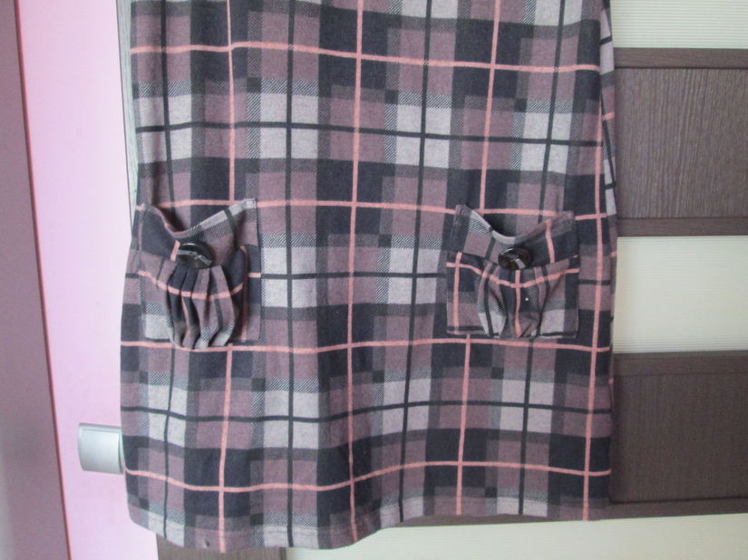 rochie scurta Apricot cu buzunare