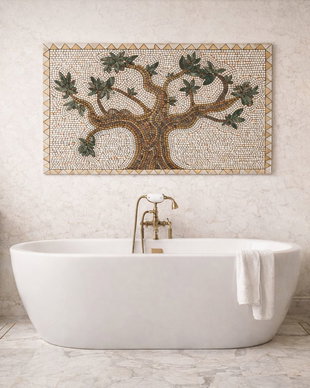 Mozaic artistic de lux  Măslinul Renașterii  operă decorativă unicat