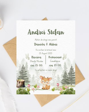 Invitație digitală personalizată pentru botez  format PDF / WhatsApp