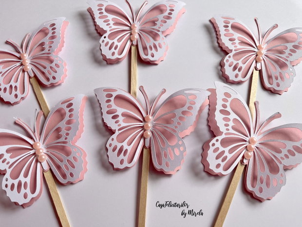 Fluturi roz cu alb pentru candy bar