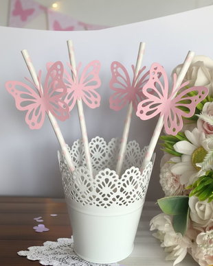 Paie suc decorate cu fluturi