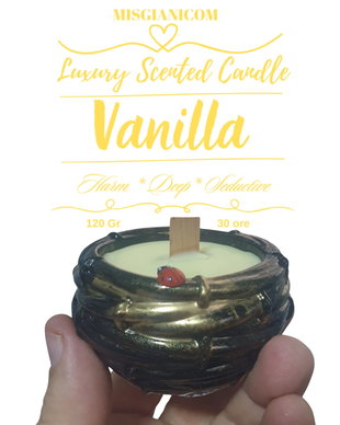 Lumânare parfumată handmade Vanilla  recipient decorativ, fitil din lemn, 120 g