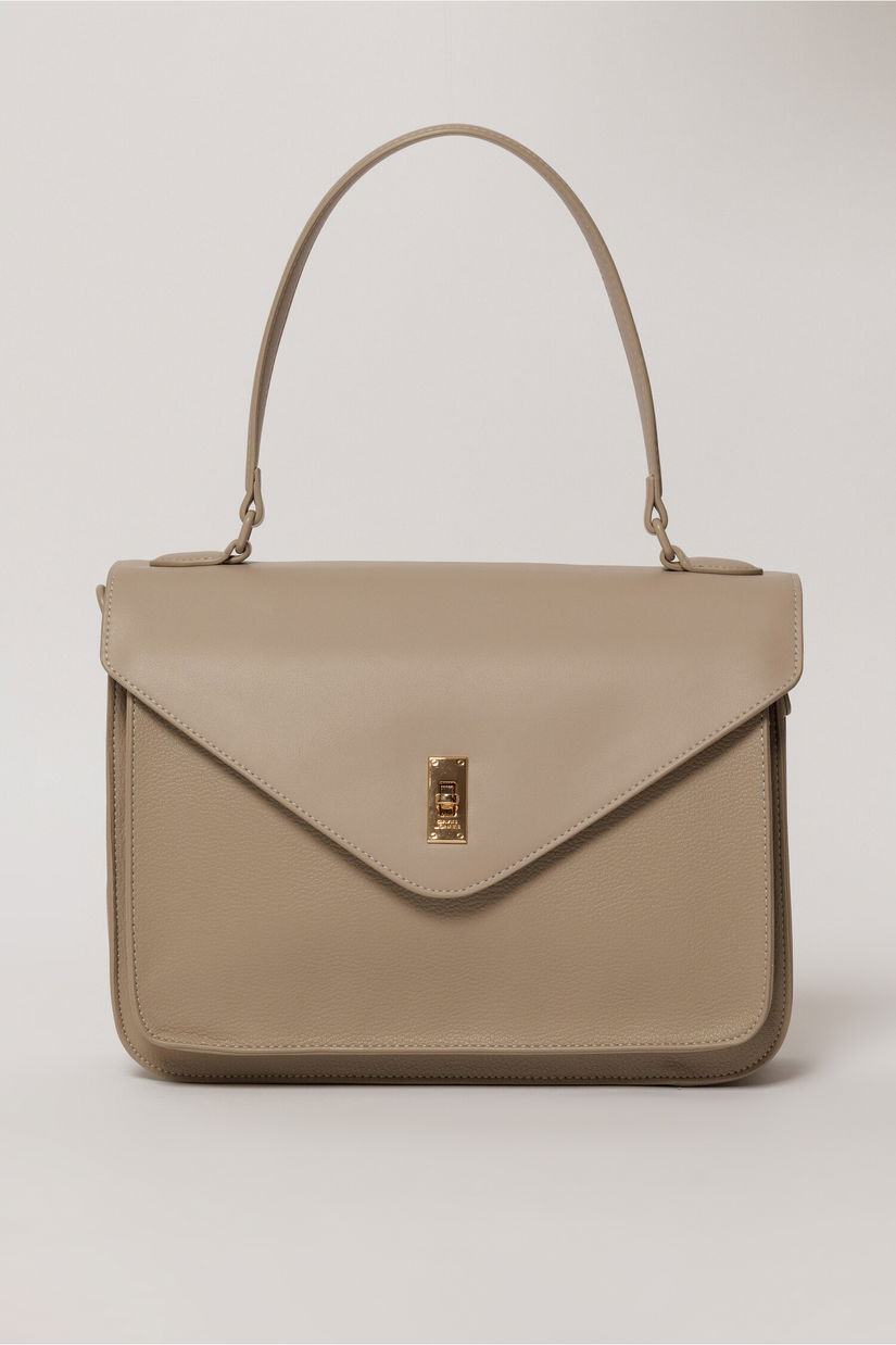 Geanta eleganta taupe cu design structurat