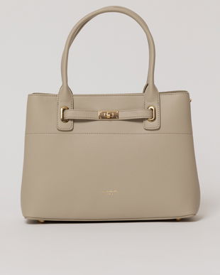 Geanta office gri deschis cu detalii aurii