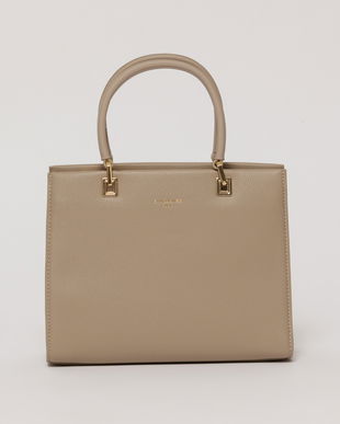 Geanta taupe office patrata din piele ecologica cu maner dublu
