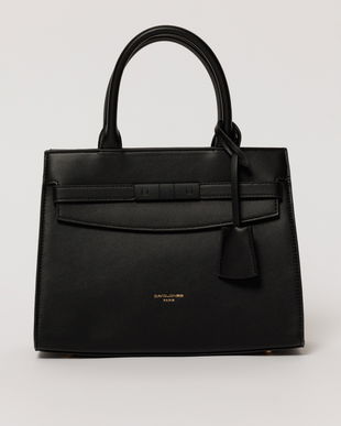 Geanta office neagra din piele ecologica cu aplicatie metalica