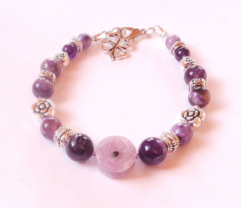 Bratara lepidolit si ametist