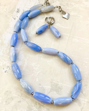 Colier calcedonie bleu