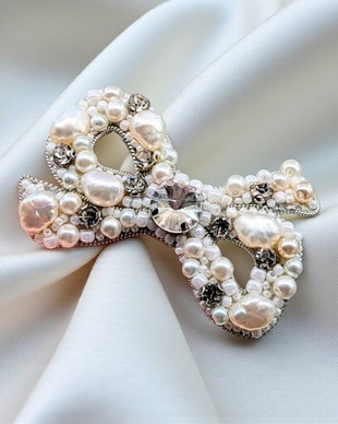 Rezervat Broșă fundiță - Little Pearl Grace Bow