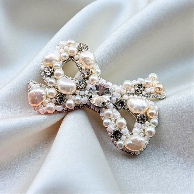 Rezervat Broșă fundiță - Little Pearl Grace Bow