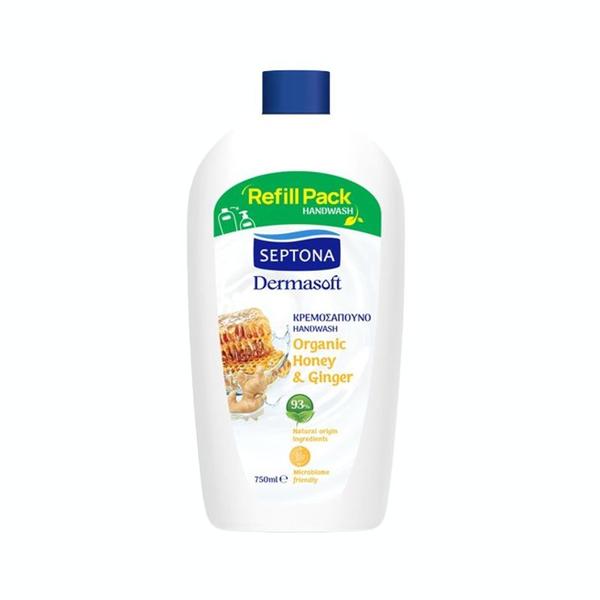 Sapun Lichid cu Miere si Ghimbir - Septona Dermasoft Handwash Organic Honey &amp; Ginger, Rezerva 750 ml