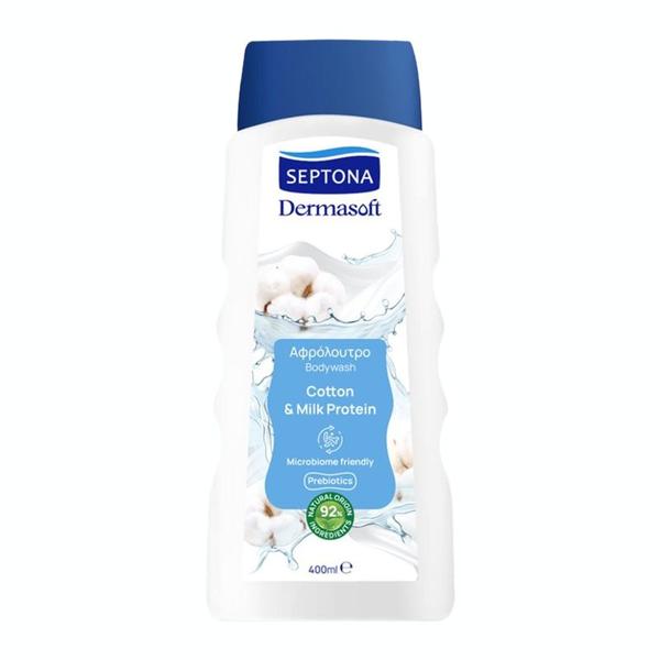 Gel de Dus cu Bumbac si Proteina de Lapte - Septona Dermasoft Bodywash Cotton &amp; Milk Protein, 400 ml