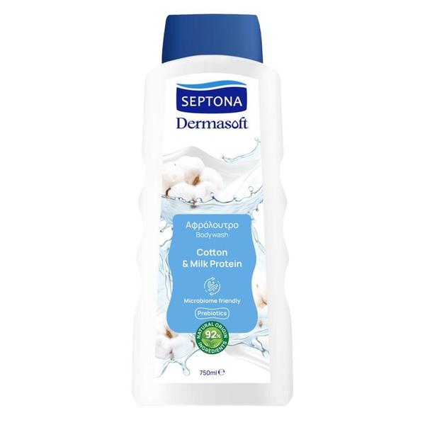 Gel de Dus cu Bumbac si Proteina de Lapte - Septona Dermasoft Bodywash Cotton &amp; Milk Protein, 750 ml