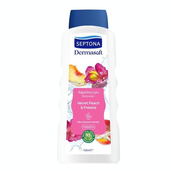 Gel de Dus cu Piersica si Frezie - Septona Dermasoft Bodywash Velvet Peach &amp; Freesia, 750 ml