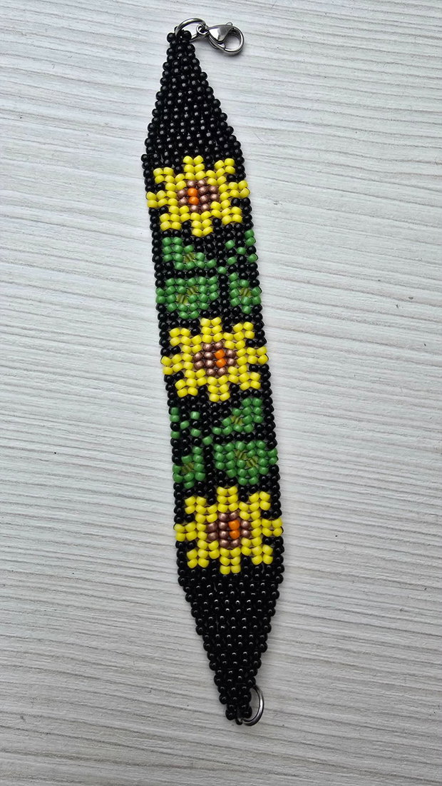 Brățară handmade cu floarea-soarelui din mărgele Toho