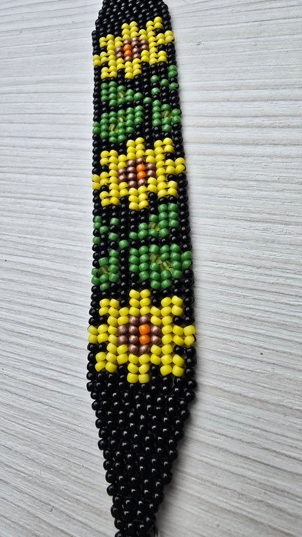 Brățară handmade cu floarea-soarelui din mărgele Toho