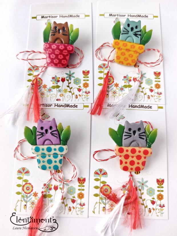 Gradina cu pisici - martisor-brosa
