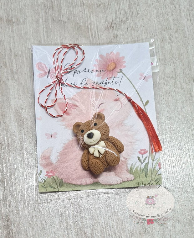 Martisor Ursulet cu prindere, crem sau maro