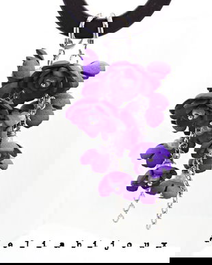 Cercei Handmade unicat cu flori mov (cod1383)