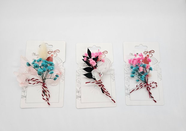 Martisor "Buchetel" cu flori uscate
