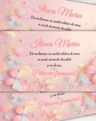Plicuri bani botez fetițe- fluturi roz