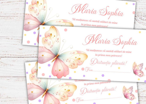 Plicuri bani botez fetițe Fluturaș