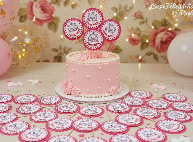 Toppere baby Pisicuța Marie personalizate