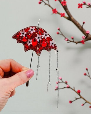 Rezervat Broșă umbrelă - broșă ac - Crimson Blossom