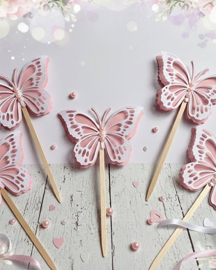 Fluturi roz cu alb pentru candy bar