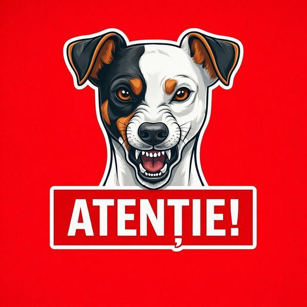 Banner indicator avertizare Atentie Caine Parson Russell Terrier 30x30cm