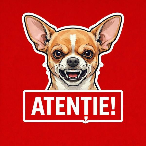 Banner indicator avertizare Atentie Caine Chihuahua 30x30cm