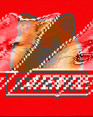 Banner indicator avertizare Atentie Caine Pomeranian 30x30cm