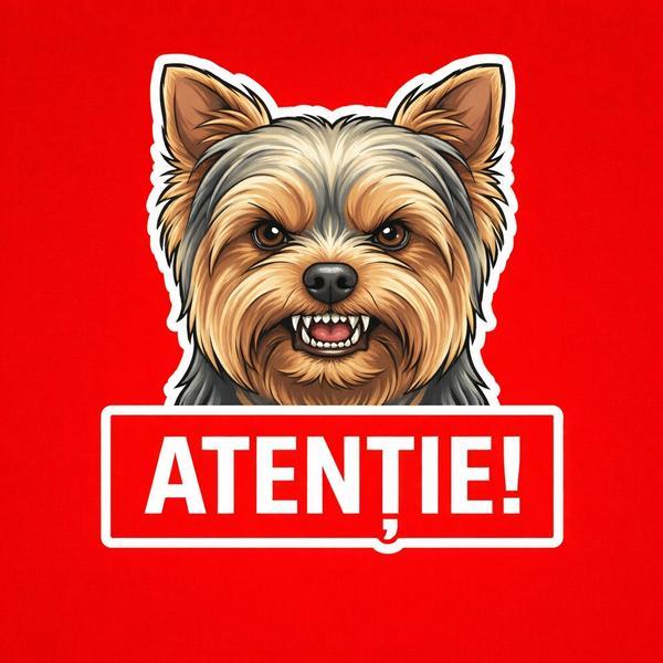 Banner indicator avertizare Atentie Caine Yorkshire Terrier 30x30cm