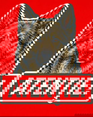 Banner indicator avertizare Atentie Caine Ciobănesc German 30x30cm