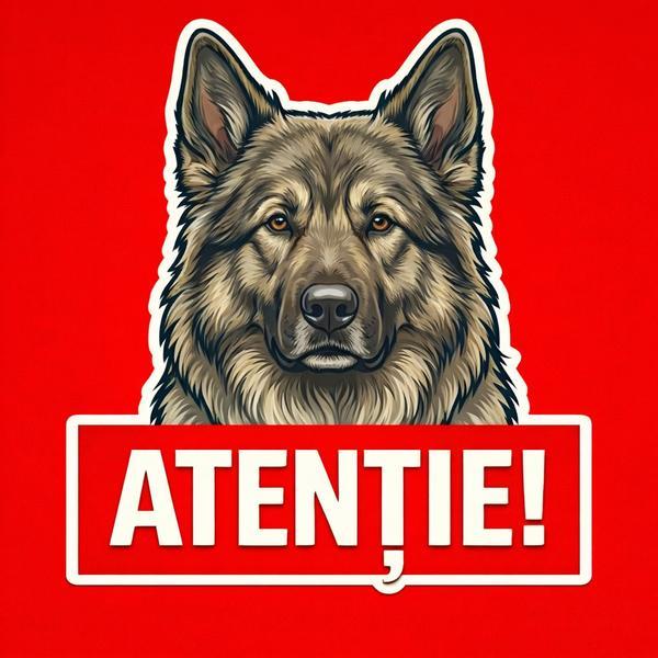 Banner indicator avertizare Atentie Caine Ciobănesc German 30x30cm