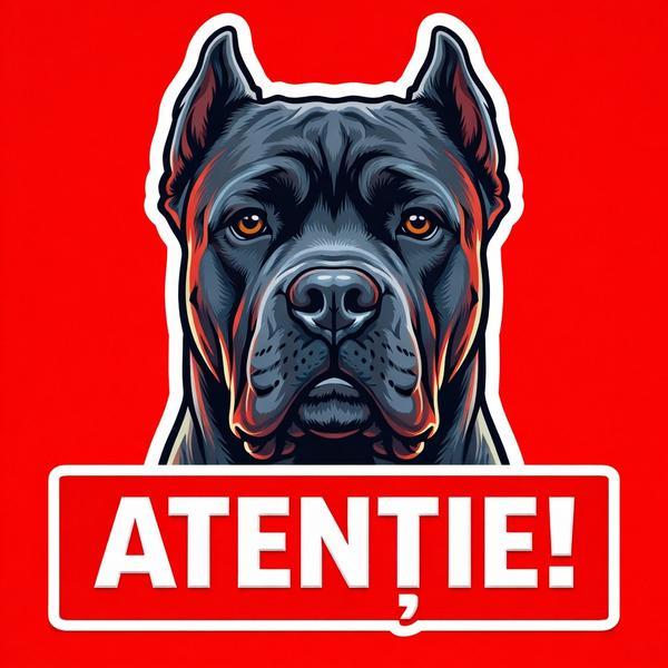 Banner indicator avertizare Atentie Caine Cane Corso 30x30cm